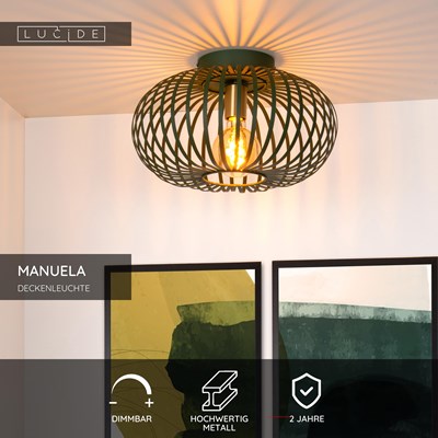 Lucide MANUELA - Deckenleuchte - Ø 39,5 cm - 1xE27 - Grün